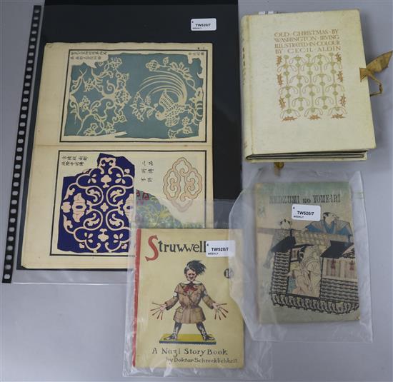 Schrecklichkeit, Struwwelhitler - A Nazi Story Book, a Japanese woodblock fairy tale, Irvings Old Christmas, etc.